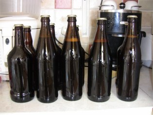 filled beer bottles